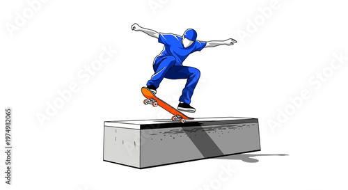 Dynamic Skateboarder Performs Trick On Urban Obstacle Mid Air Motion