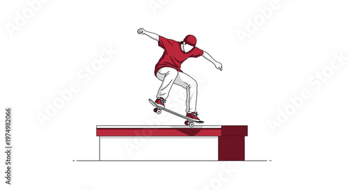 Dynamic Skateboarder Performs Trick On Platform Graphic