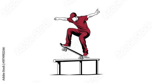 Dynamic Skateboarder Performing a Stylish Grind on a Rail