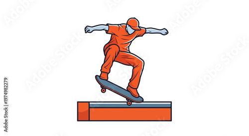Dynamic Skateboarder Performing A Grinding Trick On A Rail