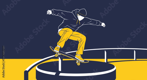 Dynamic Skateboarder Performing A Trick In A Skatepark
