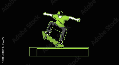 Dynamic Skater Performing Aerial Trick Against A Stark Black Background