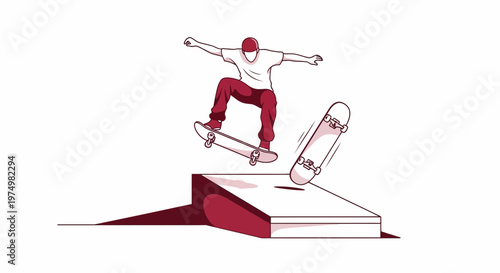 Dynamic Skater Performing Aerial Trick Over Ramp