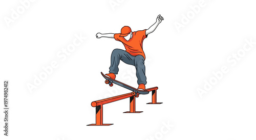 Dynamic Skater Performs Grinding Trick on Urban Rail Element