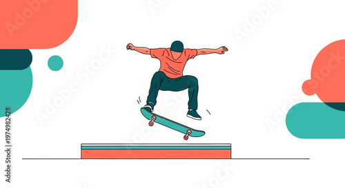 Dynamic Skateboarder Performing Aerial Trick Over Ramp