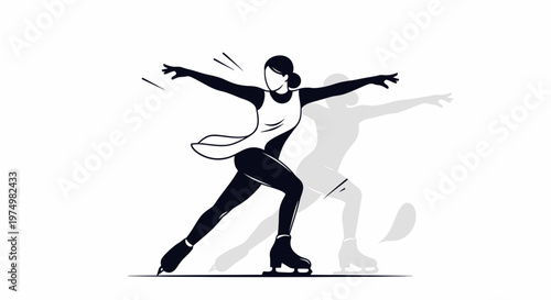 Dynamic Skating Figure Executing A Graceful Spin On The Ice