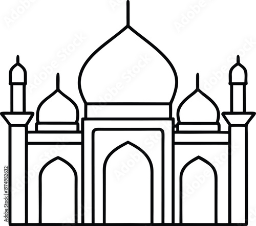 a mosque outline silhouette vector white