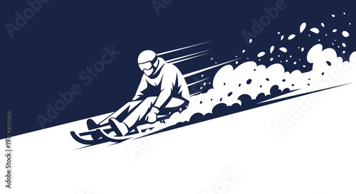Dynamic Sledding Action Silhouette Motion Abstract