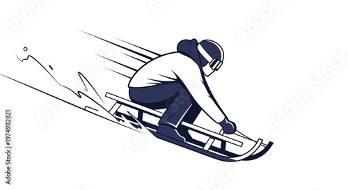 Dynamic Sledding Action Illustration Dynamic Motion Winter Sport