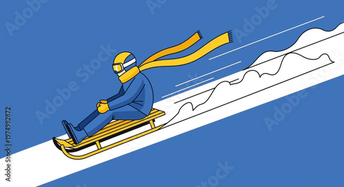 Dynamic Sledding Adventure On Snowy Slope