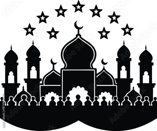 a Muslim praying silhouette vector