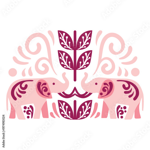 Swirly elephants composition