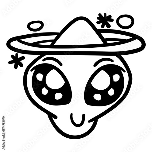 Cute orbit alien's head stroke