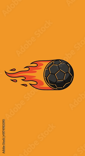 Dynamic Soccer Ball Ignited in Motion with Fiery Trail