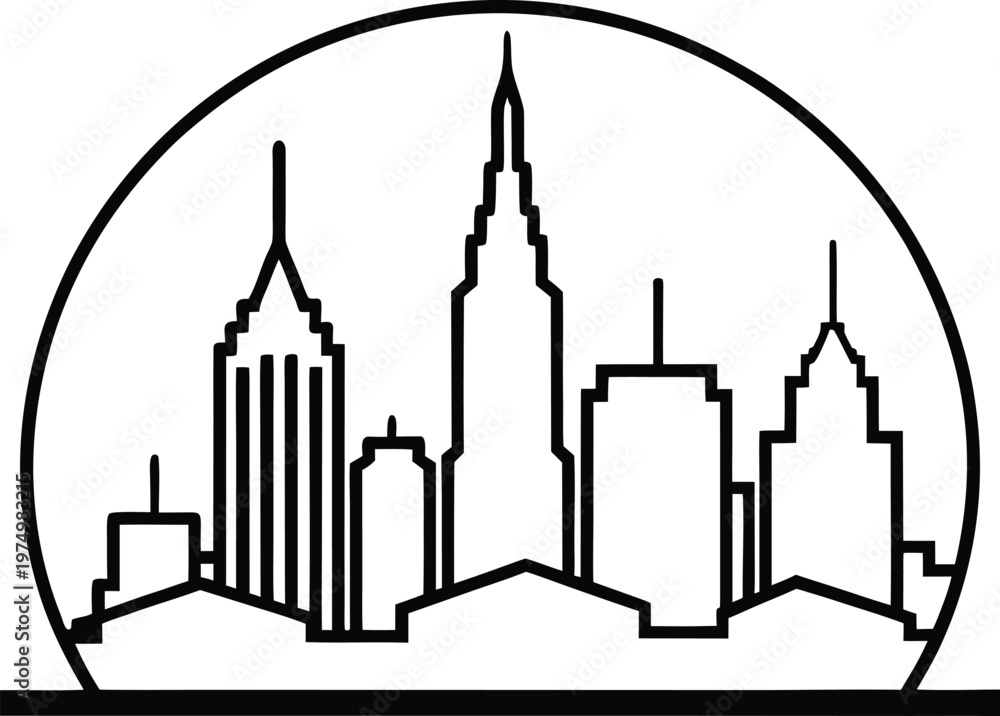 Fototapeta premium a New York skyline silhouette outline vector