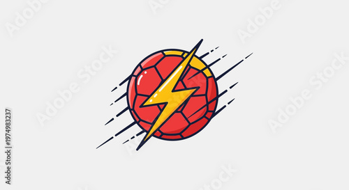 Dynamic Soccer Ball With Lightning Bolt Emblem Speeding Through Motion Lines