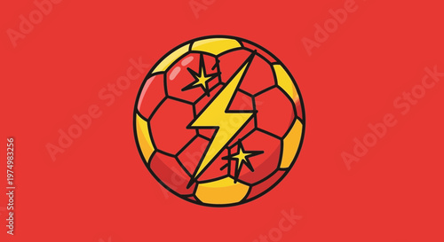 Dynamic Soccer Ball With Lightning Bolt Graphic Design