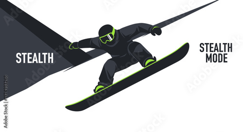 Dynamic Snowboarder Captures Stealth Mode During Winter Sport Adventure