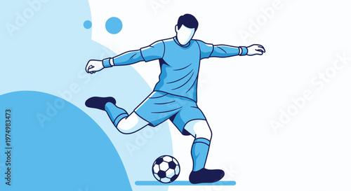 Dynamic Soccer Player Kicking Ball Action Illustration