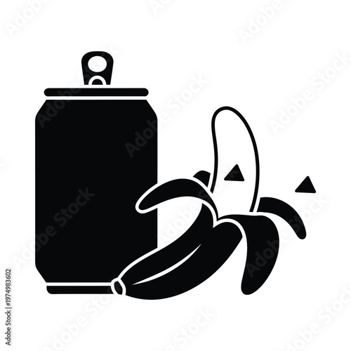 A banana hitting a soda can with dynamic movement and energy