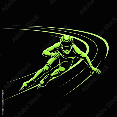 Dynamic Speed Skater Capturing Motion And Competition