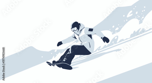 Dynamic Snowboarding Action on a Snowy Mountain Slope
