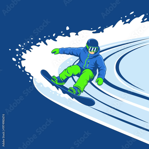 Dynamic Snowboarding Action Shot Capturing Winter Thrills