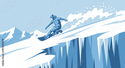 Dynamic Snowboarding Action On Icy Mountain Slopes