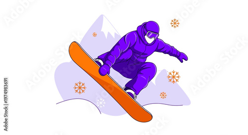 Dynamic Snowboarding Action Vibrant Purple Rider Soaring High