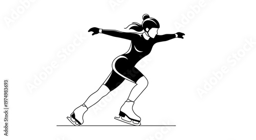 Dynamic Speed Skater In Motion Ice Sport Performance Icon