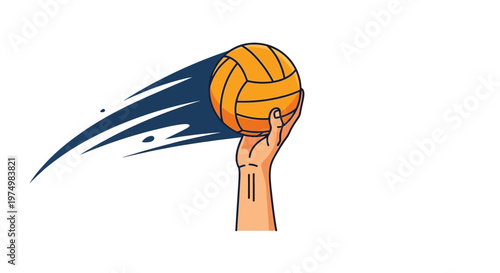 Dynamic Sports Ball Action Illustration of Hand Holding Volleyball Mid-Flight