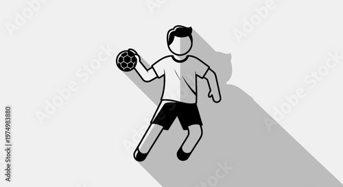 Dynamic Stick Figure Playing Handball A Simple Vector Graphic