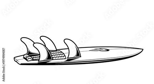 Dynamic Surfboard With Triple Fins Ready For Oceanic Adventure