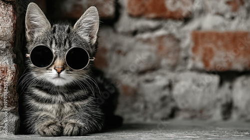 A funny kitten wearing styl...