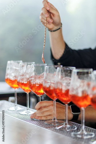 Aperol Spritz Cocktails Being Served at Event