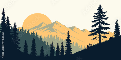 A majestic bonsai tree standing tall against a mountain backdrop