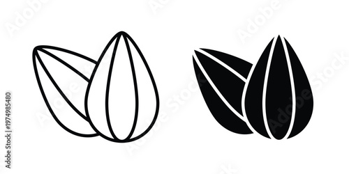 Almond icon on white background. linear pictogram. Flat symbols