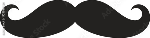 Vector graphic illustration of a black handlebar mustache design element