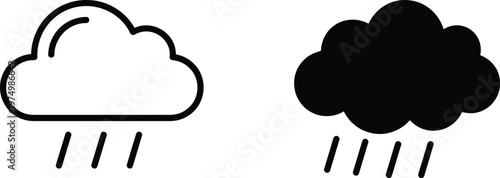 Rainy weather icons with cloud and raindrop illustrations