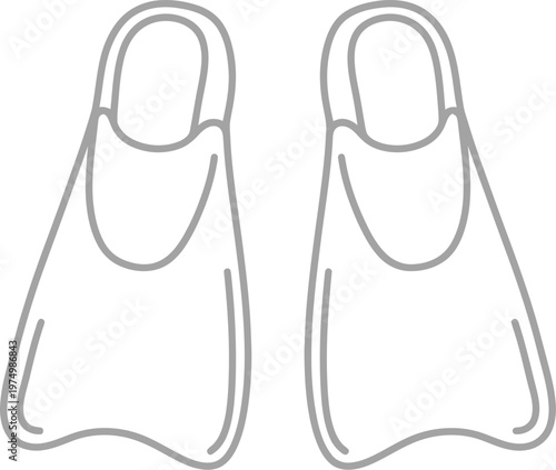 A vector illustration of a pair of flippers for swimming or diving