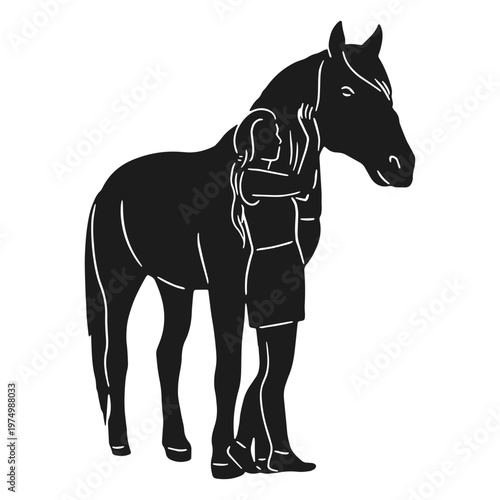 Equitation horse girl silhouette
