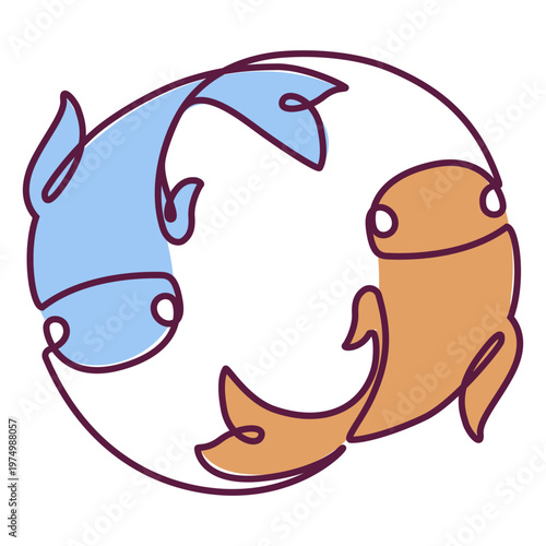 Pisces symbol continuous line