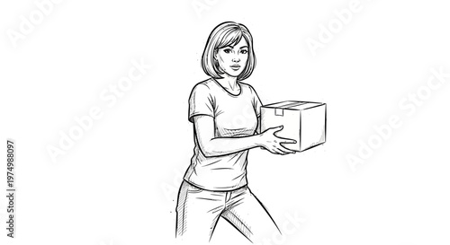 Woman holding a cardboard box