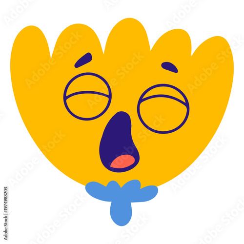 Flower cartoon yawning