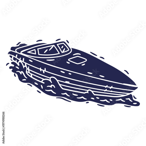Speedboat navigating cut out detailed