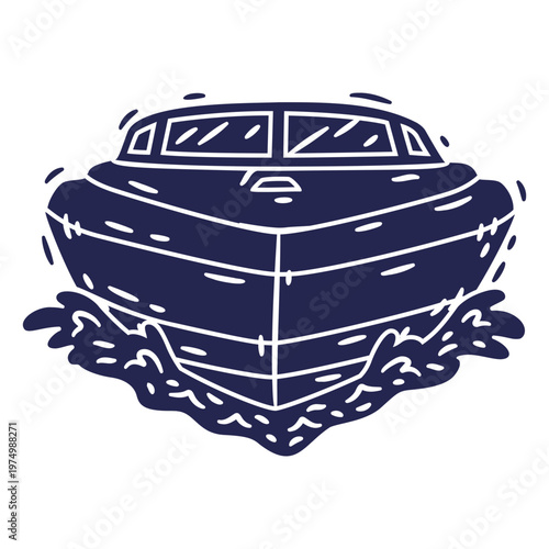 Speedboat navigating cut out detailed front view