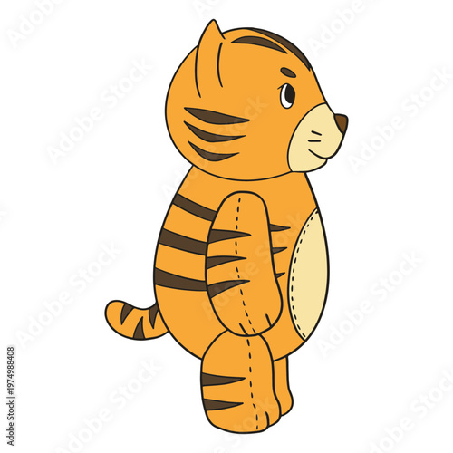 Side plush tiger animal color stroke