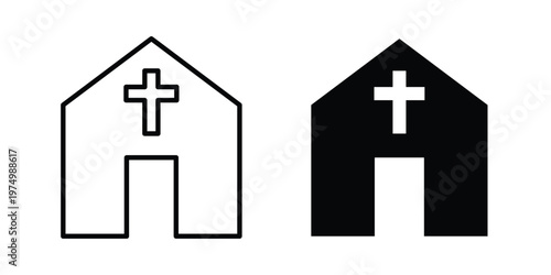 Church icon on white background. linear pictogram. Flat symbols
