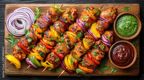 Chicken kabab skewers grilled
