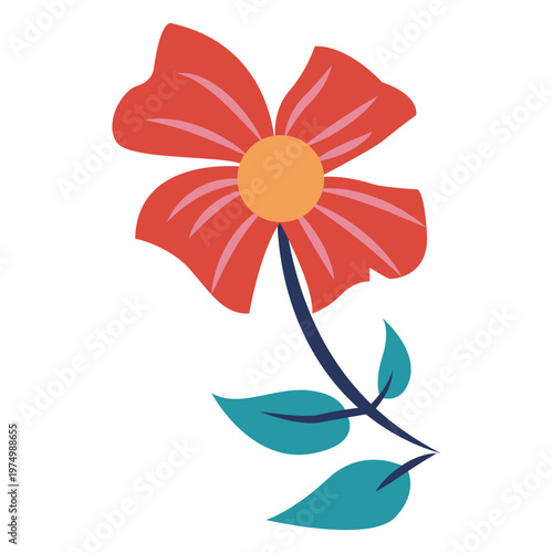 Cute pastel flat red flower